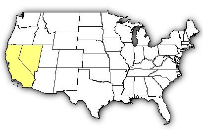 Map of US states the Panamint Speckled Rattlesnake is found in.