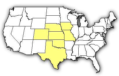 Map of US states the Western Massasauga is found in.