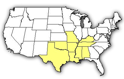Map of US states the Western Pygmy Rattlesnake is found in.